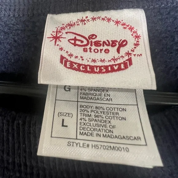 Disney Mickey Mouse crew sweatshirt appliqué navy large Mens "Mouse of Mystery" - Picture 2 of 5